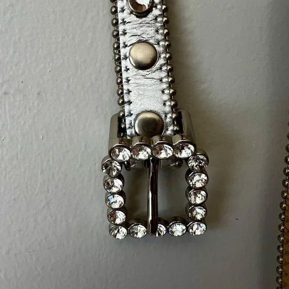 b.b. Simon silver skinny Swarovski Crystal 27 inch belt display picture 3